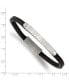 ფოტო #2 პროდუქტის Stainless Steel Brushed Black Leather ID Bracelet