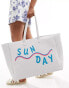 South Beach Sunday canvas tote bag in off white