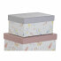 Set of Stackable Organising Boxes DKD Home Decor Pink Lilac Multicolour Cardboard (43,5 x 33,5 x 15,5 cm)