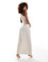 Style Cheat one shoulder linen maxi dress with cut out in beige