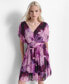 Women's Printed Ruched-Waist Blouson-Sleeve Dress