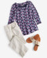 ფოტო #5 პროდუქტის Women's Printed Square-Neck 3/4 Sleeve Knit Top, Created for Macy's