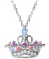 Фото #1 товара Disney multicolor Cubic Zirconia Tiara 18" Pendant Necklace in Sterling Silver
