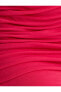 Фото #3 товара Midi Kalem Abiye Elbise Drapeli Gül Aplike Detaylı V Yaka Slim Fit