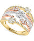 ფოტო #1 პროდუქტის EFFY® Diamond Round & Baguette Multirow Statement Ring (5/8 ct. t.w.) in 14k Tricolor Gold
