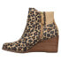 Фото #3 товара TOMS Sadie LeopardCheetah Round Toe Wedge Bootie Womens Brown Casual Boots 10016