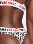 Фото #2 товара Tommy Jeans ID cotton blend logo print thong in black