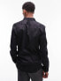 Topman long sleeve formal slim fit sateen shirt in black