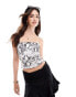 Фото #1 товара Bershka strappy straight neck cami top in snakeskin print