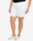 Plus Size Essentials Solid Color Tech Stretch Shorts with Elastic Waistband