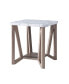 End Table Faux Marble White Dark Taupe