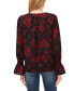 Women's Floral Print Crew Neck Long Sleeve Smocked Cuff Blouse