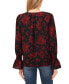 Фото #1 товара Women's Floral Print Crew Neck Long Sleeve Smocked Cuff Blouse