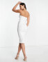 Фото #2 товара Vesper Tall lace insert bandeau midi dress in white