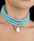 Triple Strand Turquoise Statement Necklace with Cultivated Pearl Dangle