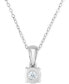 ფოტო #4 პროდუქტის Diamond Solitaire 18" Pendant Necklace (1/4 ct. t.w.) in 14k White Gold