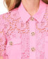 Фото #3 товара Women's Lace Short-Sleeve Button-Up Blouse