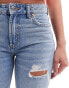 Stradivarius straight leg jean with rips in bleach wash 44 - фото #6