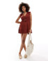 ASOS DESIGN crochet bodice mini dress with tiered skirt in red