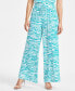 Petite Printed Pull-On Wide-Leg Pants, Created for Macy's