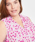 Фото #3 товара Trendy Plus Size Floral-Print Smocked-Trim Top, Created for Macy's