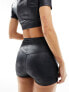 Фото #5 товара ASOS 4505 high waist booty shorts in cracked leather effect in black