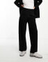 ASOS DESIGN Petite wide leg tailored jersey suit trouser in black