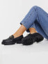 ASRA Exclusive Freya chunky loafers in black leather with gold trim