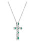 Фото #2 товара Macy's sterling Silver modern 3/4 (ct. t. w.) Created Emerald and Created White Sapphire Bezel Set Cross Pendant Necklace