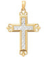 ფოტო #1 პროდუქტის Ornate Two-Tone Cross Pendant in 14k Gold