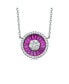 Sterling Silver with Rhodium Plated and Cubic Zirconia Round Pendant Necklace