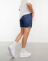 Фото #8 товара ASOS DESIGN pull on shorter length denim shorts in mid wash blue