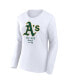 ფოტო #2 პროდუქტის Women's White Oakland Athletics Lightweight Fitted Long Sleeve T-shirt