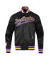 Фото #2 товара Men's Black Los Angeles Lakers Script Tail Full-Snap Satin Varsity Jacket