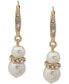 ფოტო #1 პროდუქტის Gold-Tone Pavé & Imitation Pearl Snowman Drop Earrings