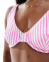 Hollister co-ord underwire bikini top in scrunch pink stripe Rosa gestreift, XXS - 2XS - фото #3