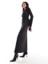 Фото #1 товара NA-KD rib knit maxi dress in black