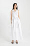 Фото #1 товара Gömlek Yaka Beyaz Poplin Kolsuz Maxi Elbise C9178ax24sm