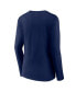 ფოტო #3 პროდუქტის Women's Navy Tennessee Titans Wordmark Long Sleeve V-Neck T-shirt