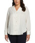 Фото #1 товара Plus Size Notch Collar Silk Long Sleeve Button-Down Blouse