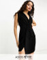 Фото #2 товара ASOS DESIGN Petite twist front mini dress in black