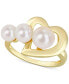 Фото #1 товара Кольцо Macy's Cultured Pearl Heart Gold-Tone