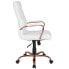 Фото #1 товара High Back White Leather Executive Swivel Chair With Rose Gold Frame And Arms