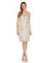 Adrianna Papell 291058 Women's Sequin Embroidery Sheath Dress, Alabaster, Size 6