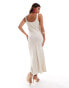 New Look scoop neck midi dress in off white