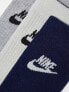 Nike Everyday Essential 3 pack socks in black, white and grey