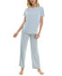 ფოტო #7 პროდუქტის Women's 2-Pc. Ribbed Lettuce-Edge Pajamas Set