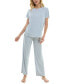 Фото #7 товара Women's 2-Pc. Ribbed Lettuce-Edge Pajamas Set