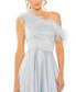 Women's One Shoulder A Line Gown With Feather Detail
