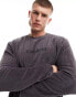 ASOS Dark Future relaxed long sleeve t-shirt in charcoal ribbed velour